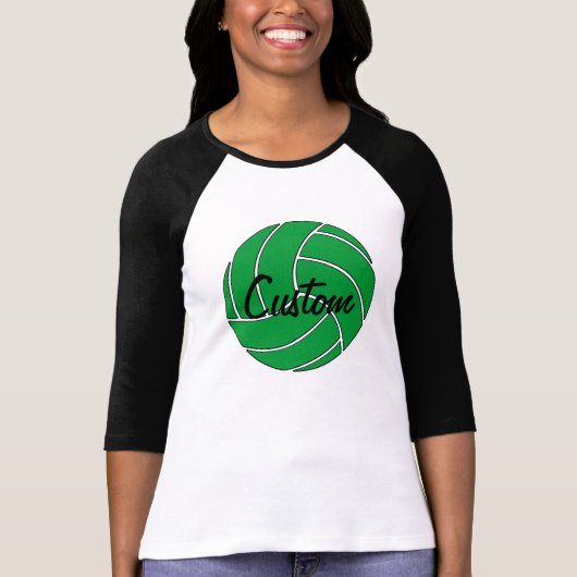 T-shirt Chemise de volley-ball verte 3/4 sur mesure (Devant)