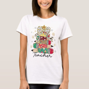 T-shirt Chemise d'enseignant à l'arbre de crayon de Noël