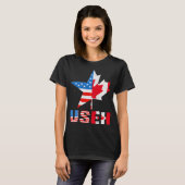 T-shirt Chemise d'érable USEH Leaf Canadian American Flag (Devant entier)
