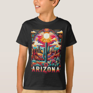 T-shirt Chemise d'état d'Arizona Az Rétro Cactus de désert