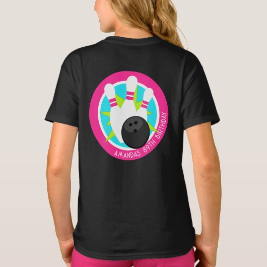 T-shirt Chemise d'événement Neon Bowling avec nom sur la p (Dos)