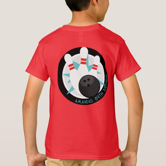 T-shirt Chemise d'événement Red Bowling + Nom sur la poche (Dos)