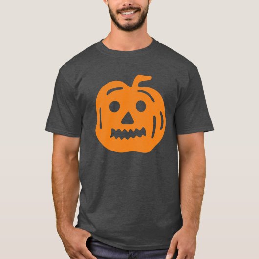 T-shirt Chemise d'Halloween Citrouille Jack-O-Lantern oran (Devant)