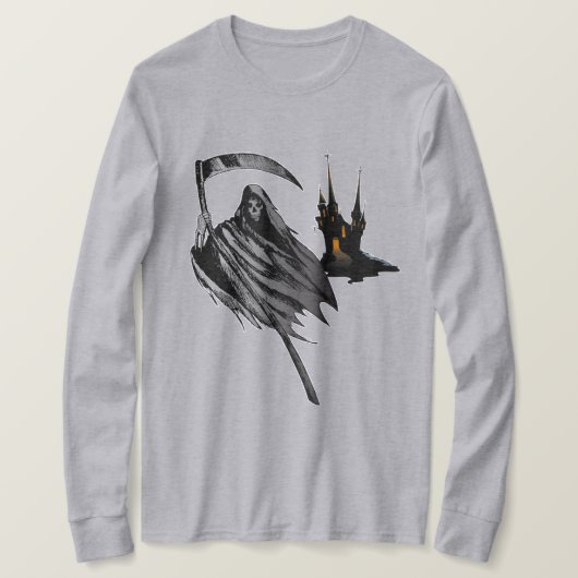T-shirt Chemise d'Halloween Éffrayante Grim Reaper Castle (Design devant)