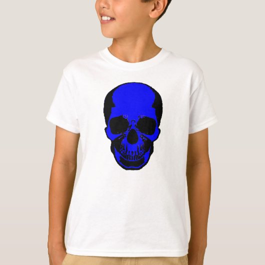 T-shirt Chemise d'Halloween pour enfants - Crâne bleu (Devant)