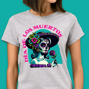 T-shirt Chemise Día de los Muertos Catrina Pop Art