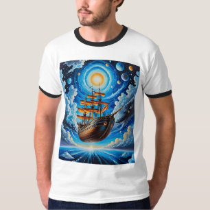 T-shirt Chemise d'Imaginaire Surreal Cosmic Flying Ship