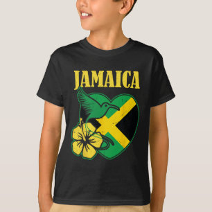 T-shirt Chemise d'indépendance Drapeau Jamaïcain Fleur et