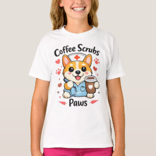 T-shirt Chemise d'infirmière de chien aux pattes de gommag