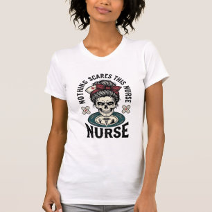 T-shirt Chemise d'infirmière Halloween Graphique de crâne