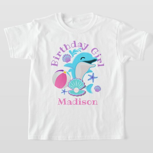 T-shirt Chemise Dolphin Birthday Party (Poser)