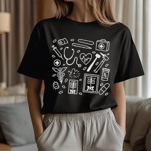 T-shirt Chemise Doodle Médicale pour RN, MD ou Future Heal