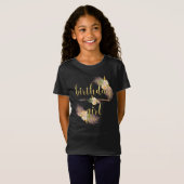 T-Shirt Chemise d'or chic de noir de fille d'anniversaire (Devant entier)