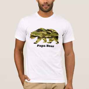 T-shirt Chemise d'ours Camo Papa - Militaire Papa Tee pour