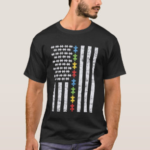 T-shirt Chemise drapeau américain Autisme Sensibilisation
