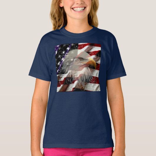 T-shirt Chemise drapeau de l'aigle américain (Devant)