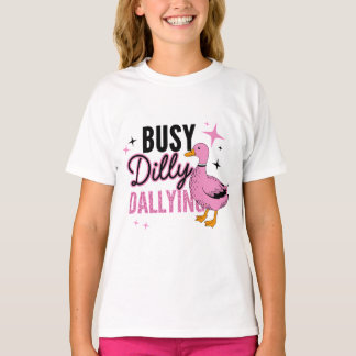T-shirt Chemise drôle de canard rose occupé à lambiner