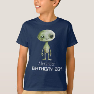 T-shirt Chemise drôle de garçon Alien Martien Vert
