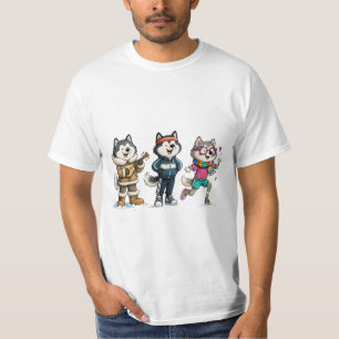 T-shirt Chemise drôle de groupe de Malamute - Tee trio de