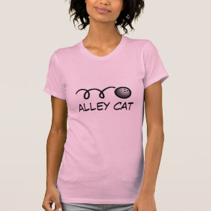 T-shirt Chemise du bowling des femmes avec le chat d'allé