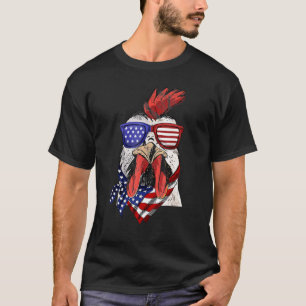 T-shirt Chemise du drapeau américain Coq Poulet 4 juillet