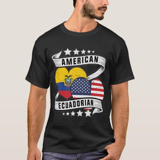 T-shirt Chemise du drapeau équatorien américain Moitié équ (Devant)