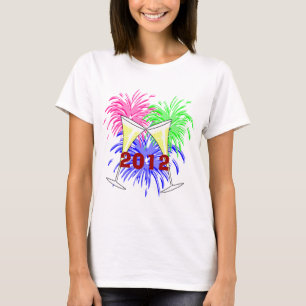 T-shirt Chemise du Nouvel An Champagne Et Fire Works