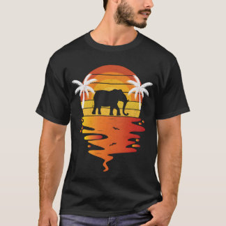 T-shirt Chemise éléphant 70s vintage rétro coucher de sole