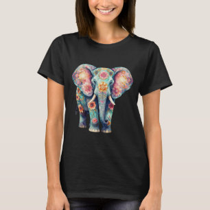 T-shirt Chemise éléphant floral Tee animalier bohème color