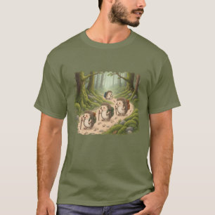 T-shirt Chemise en coton verte pour randonnée avec hérisso