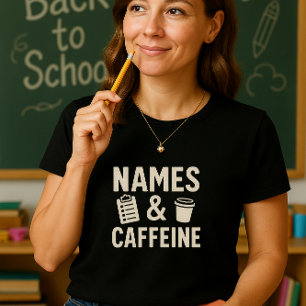 T-shirt Chemise enseignante amusante; Mignonne Names & Éco