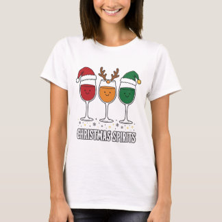 T-shirt Chemise Esprits de Noël, Vin drôle de Noël