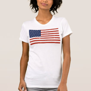 T-shirt Chemise féminine vintage grunge style drapeau amér