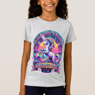 T-Shirt Chemise Filles Licorne Légendaire & Étoiles Rétro