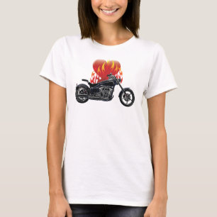 T-shirt Chemise Flaming Love Biker