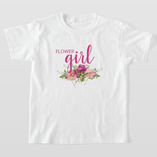 T-shirt Chemise Fleur Fille Rose Floral Aquarelle Mariage (Poser)