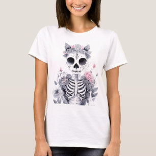 T-shirt Chemise Florale de Squelette Coquette Gothique Pas