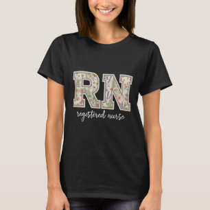 T-shirt Chemise Florale Infirmière Diplômée RN – Joliment