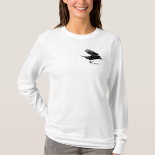 T-shirt Chemise Flying Black CROW Wildlife Art