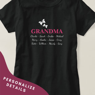 T-shirt Chemise grand-mère avec les noms des petits enfant