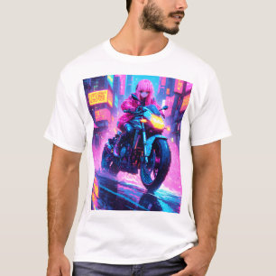 T-shirt Chemise graphique à thème cyber punk animé