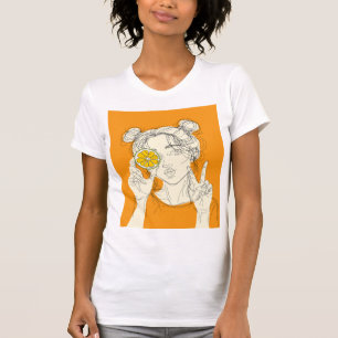 T-shirt Chemise graphique avec dessin au trait de fille au
