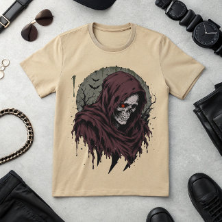 T-shirt Chemise graphique crâne de faucheuse sombre