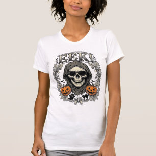 T-shirt Chemise Graphique Crâne Halloween Gravure Vintage