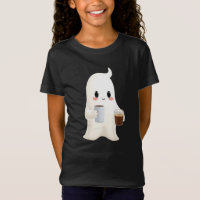 Chemise graphique fantôme café mignon pour enfants