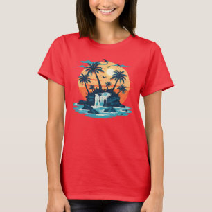 T-shirt Chemise graphique Tropical Sunset Waterfall