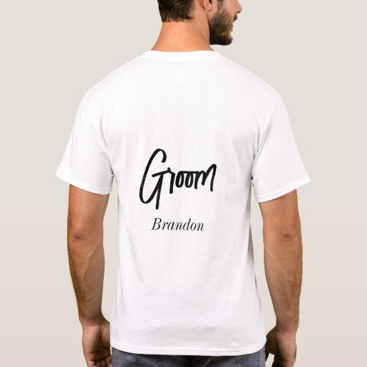T-shirt Chemise Groom Mariage Noir Blanc Script (Dos)