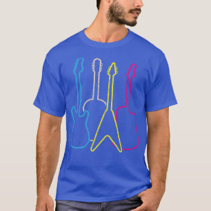 T-shirt Chemise guitariste Colorée Guitare électrique Retr