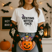 T-shirt Chemise Halloween amusante ; Jeu de visage de sorc