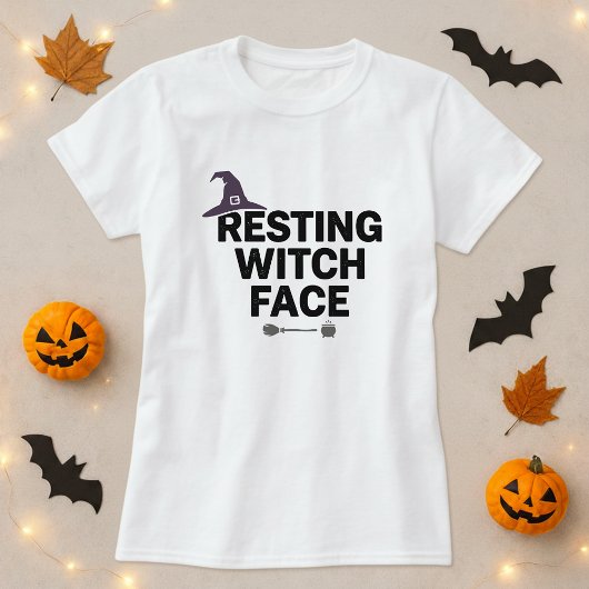 T-shirt Chemise Halloween amusante ; Jeu de visage de sorc